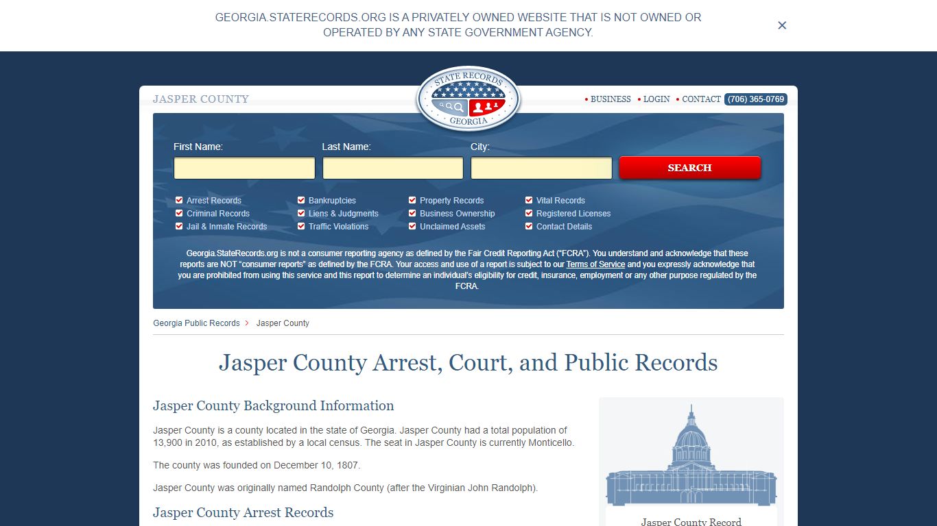 Jasper County Arrest, Court, and Public Records
