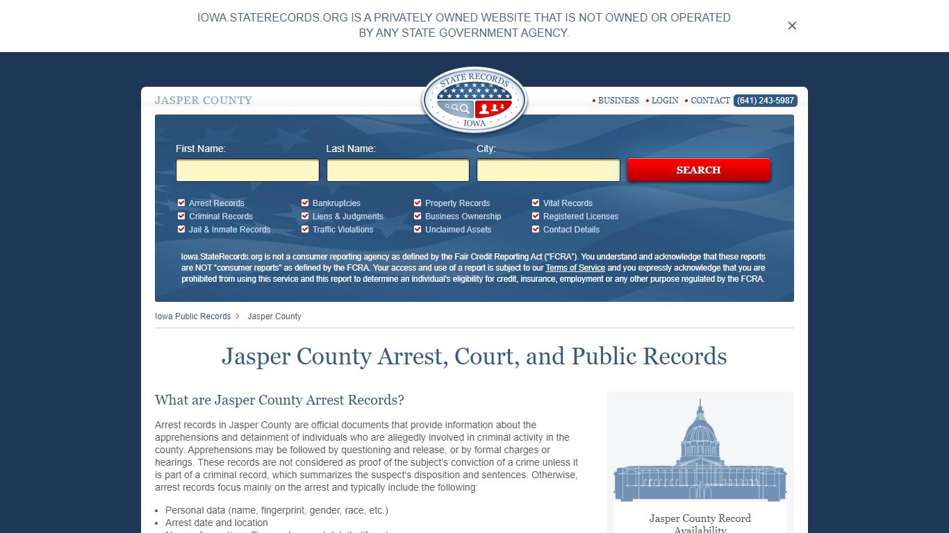 Jasper County Arrest, Court, and Public Records